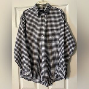 Stafford Travel Regular-Fit Blue‎ White Gingham Long-Sleeved Shirt L 16 34-35